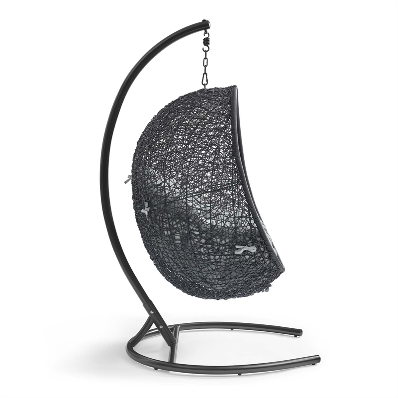 Modway Encase Outdoor Patio Rattan Swing Lounge Chair in Gray/Black