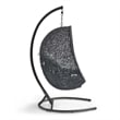 Modway Encase Outdoor Patio Rattan Swing Lounge Chair in Gray/Black