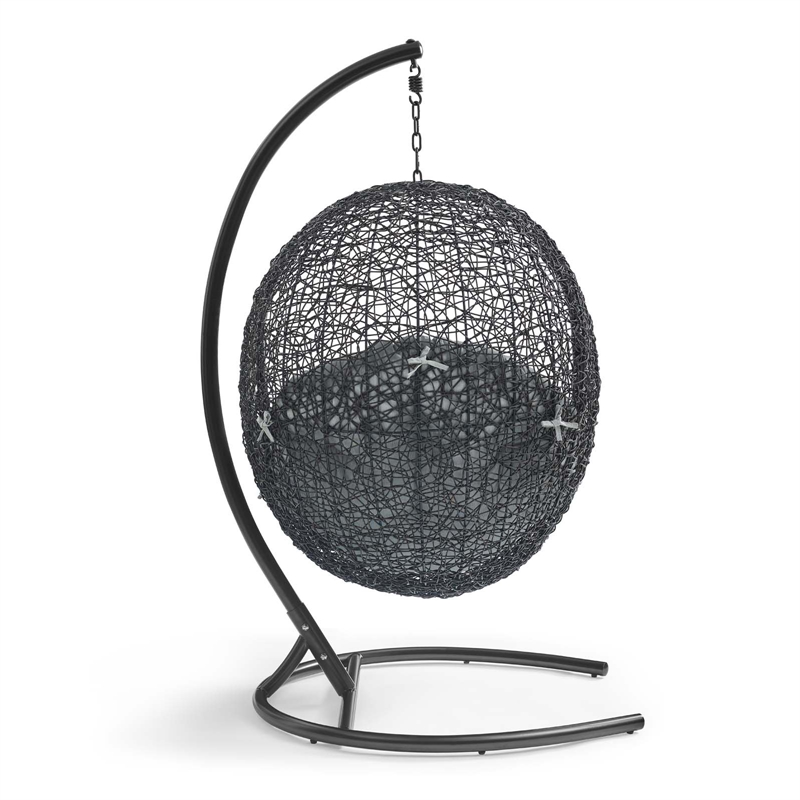 Modway Encase Outdoor Patio Rattan Swing Lounge Chair in Gray/Black