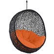 Modway Encase Outdoor Patio Rattan Swing Lounge Chair in Orange/Black