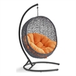 Modway Encase Outdoor Patio Rattan Swing Lounge Chair in Orange/Black