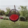 Modway Encase Outdoor Patio Rattan Swing Lounge Chair in Red/Black