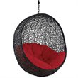 Modway Encase Outdoor Patio Rattan Swing Lounge Chair in Red/Black