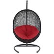 Modway Encase Outdoor Patio Rattan Swing Lounge Chair in Red/Black