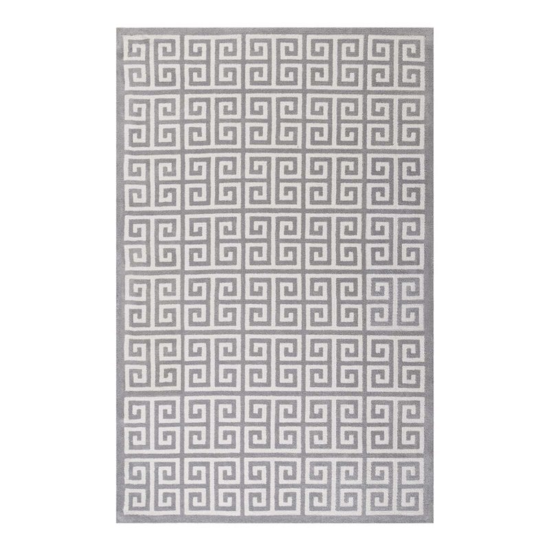 Modway Freydis Greek Key 5' x 8' Area Rug in White and Light Gray