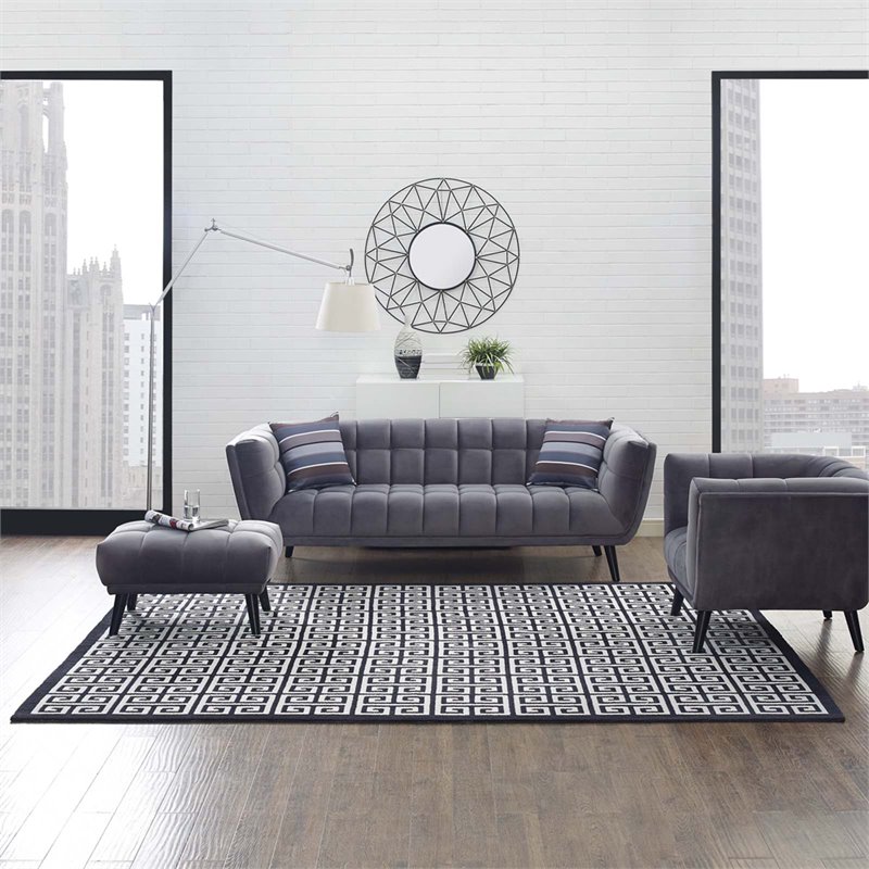 Modway Freydis Greek Key 8' x 10' Area Rug in White and Light Gray