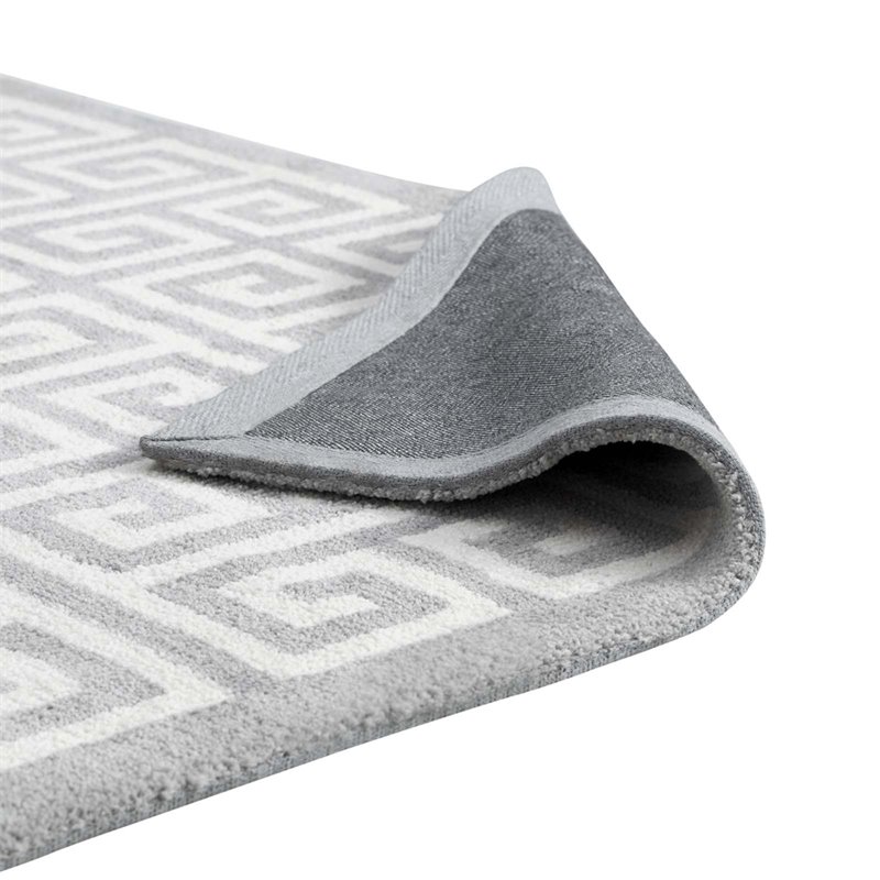 Modway Freydis Greek Key 8' x 10' Area Rug in White and Light Gray