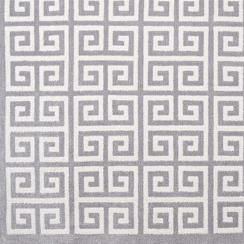 Modway Freydis Greek Key 8' x 10' Area Rug in White and Light Gray