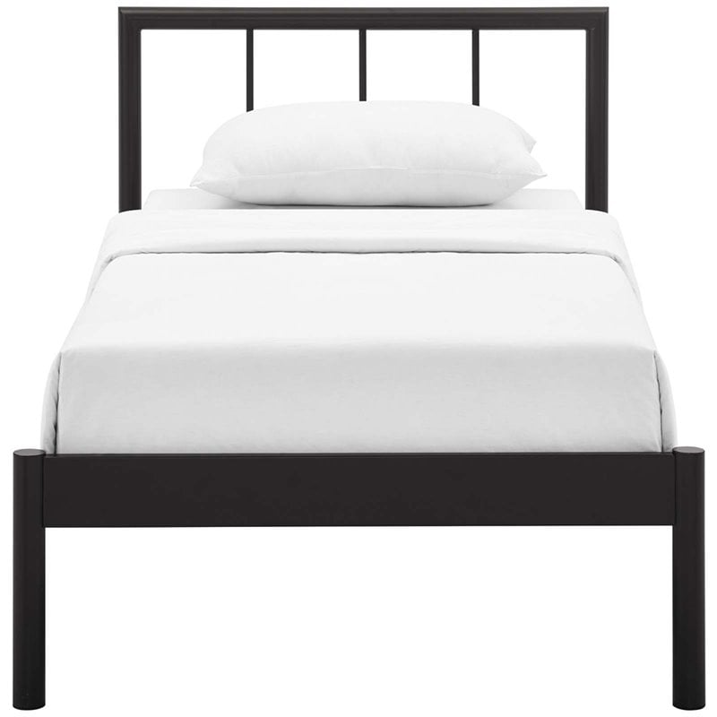Modway Gwen Powder Coated Sturdy Steel Twin Bed Frame in Brown