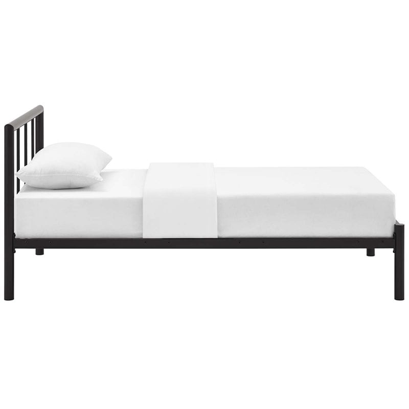 Modway Gwen Powder Coated Sturdy Steel Twin Bed Frame in Brown