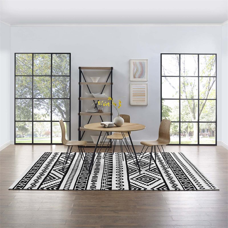 Modway Haku Tribal 8' x 10' Area Rug in Black and White R1010A810
