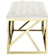 Modway Intersperse Tufted Velvet Polyester Bench in Gold and Ivory