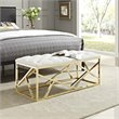 Modway Intersperse Tufted Velvet Polyester Bench in Gold and Ivory