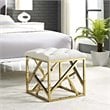 Modway Intersperse Fabric Ottoman in Gold and Ivory