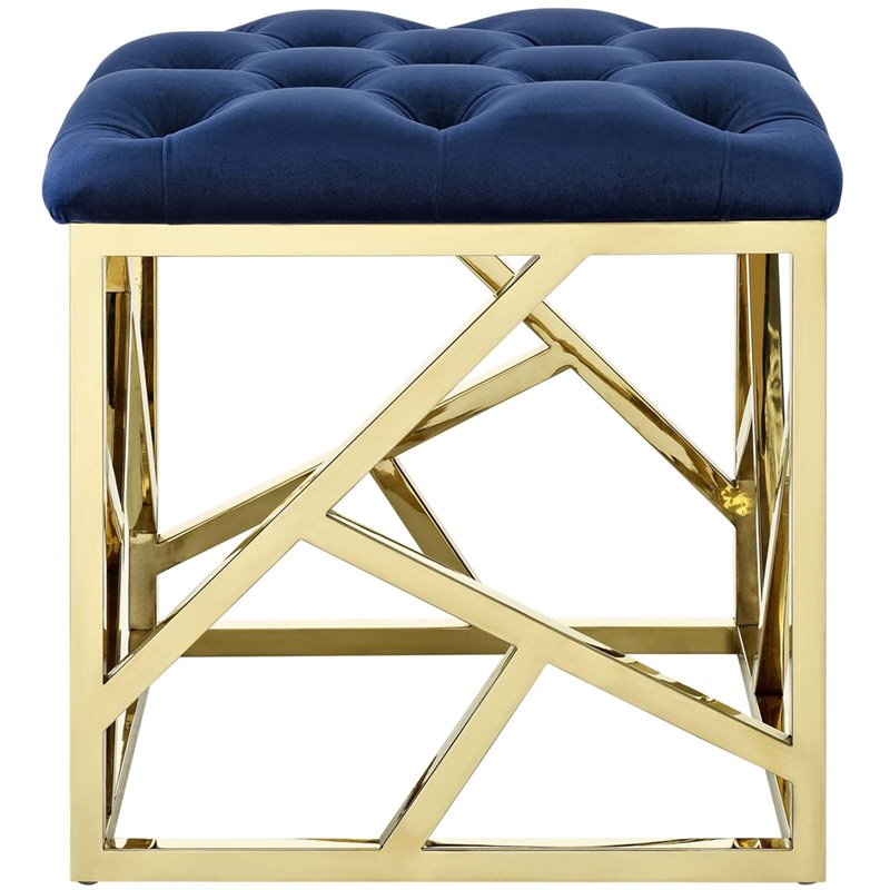 Modway Intersperse Fabric Ottoman in Gold and Navy