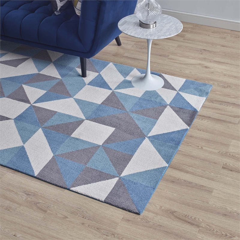 Modway Kahula Mosaic 5' x 8' Area Rug in Blue and Gray