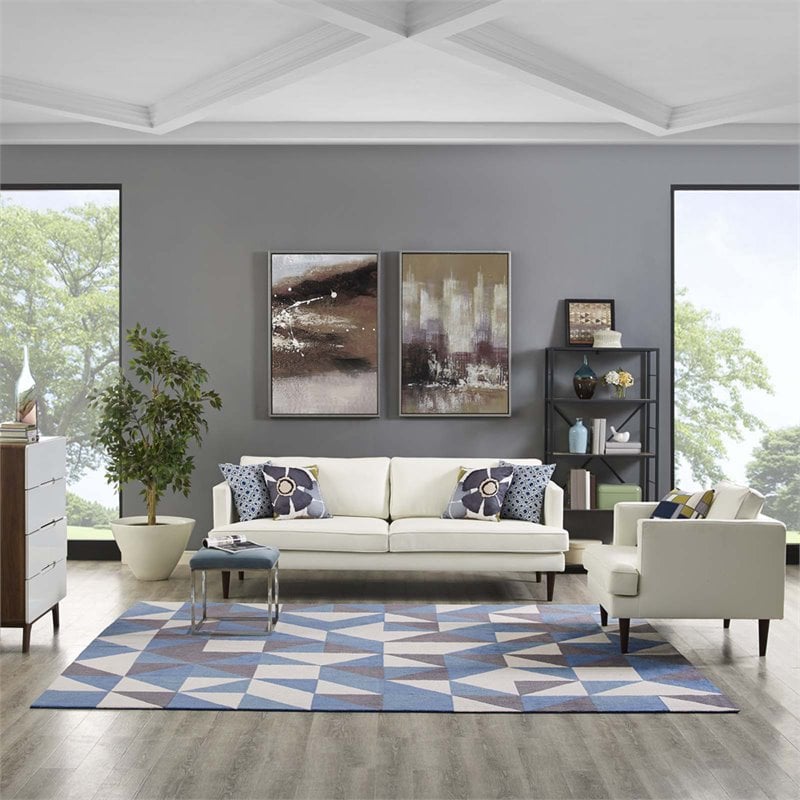 Modway Kahula Mosaic 8' x 10' Area Rug in Blue and Gray