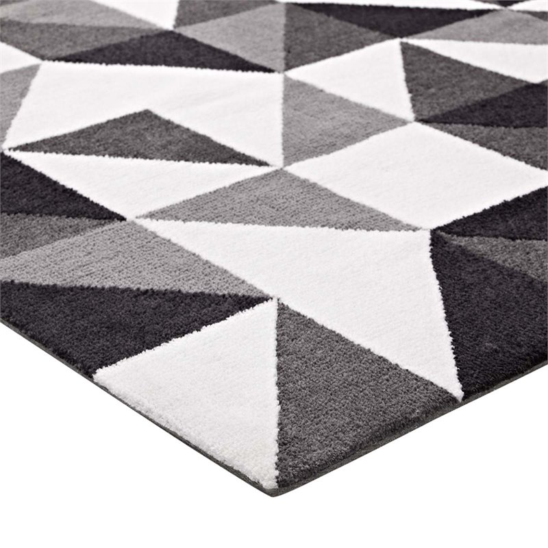 Modway Kahula Mosaic 8' x 10' Area Rug in Gray and White