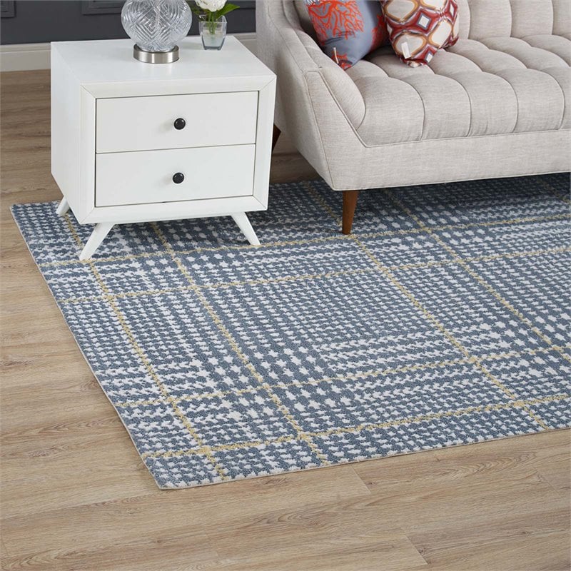 Modway Kaja 5' x 8' Area Rug in Ivory and Cadet Blue