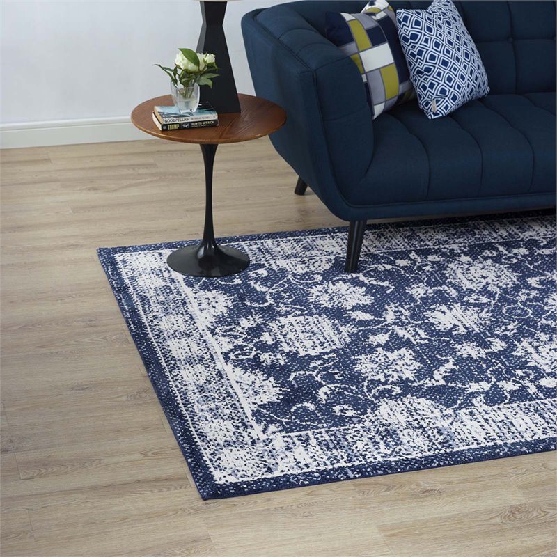 Modway Kazia Medallion 5' x 8' Area Rug in Blue and Ivory