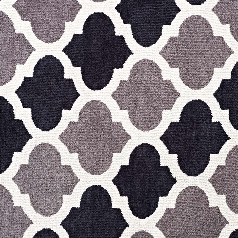Modway Lida Moroccan Trellis 5' x 8' Area Rug in Charcoal and Black