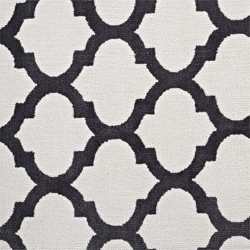 Modway Lida Moroccan Trellis 5' x 8' Area Rug in Ivory and Charcoal