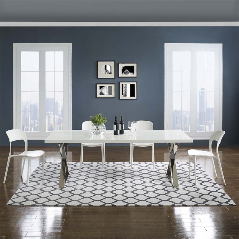 Modway Lida Moroccan Trellis 8' x 10' Area Rug in Ivory and Charcoal