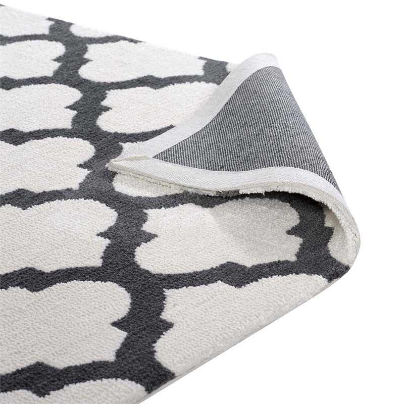 Modway Lida Moroccan Trellis 8' x 10' Area Rug in Ivory and Charcoal