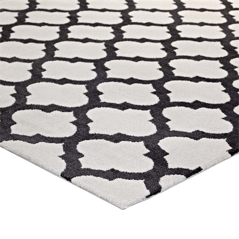 Modway Lida Moroccan Trellis 8' x 10' Area Rug in Ivory and Charcoal