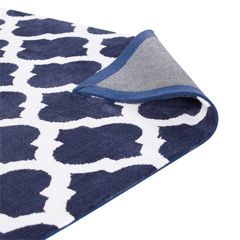 Modway Lida Moroccan Trellis 8' x 10' Area Rug in Navy and Ivory