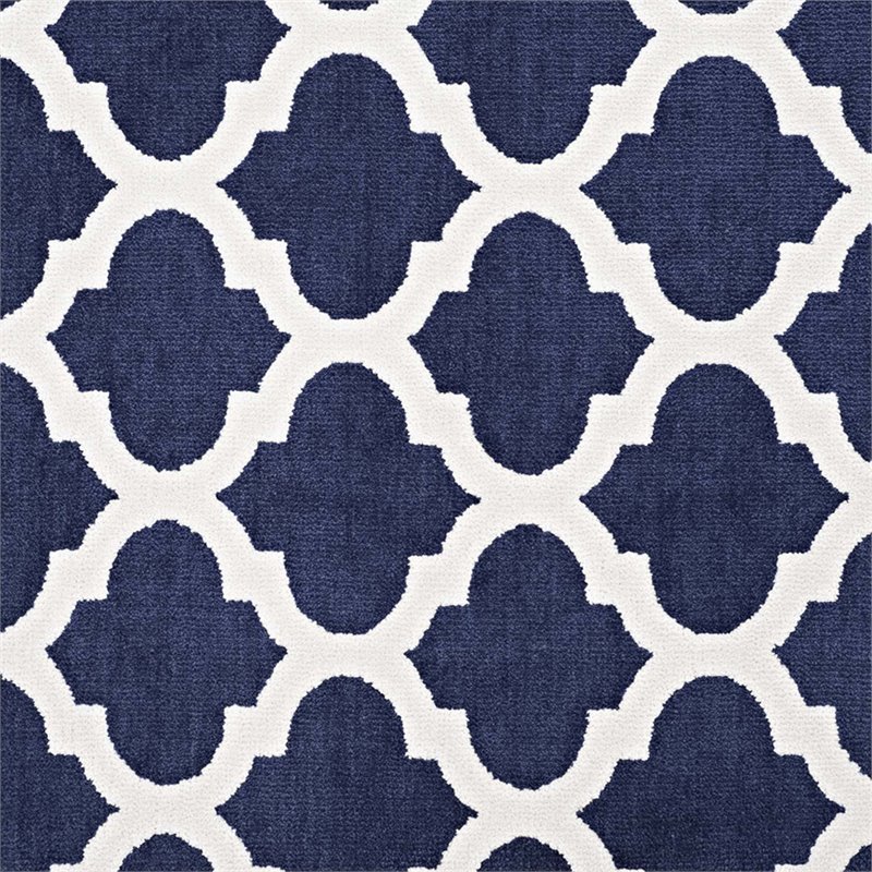 Modway Lida Moroccan Trellis 8' x 10' Area Rug in Navy and Ivory