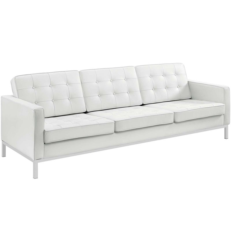Modway Loft Leather Sofa In White