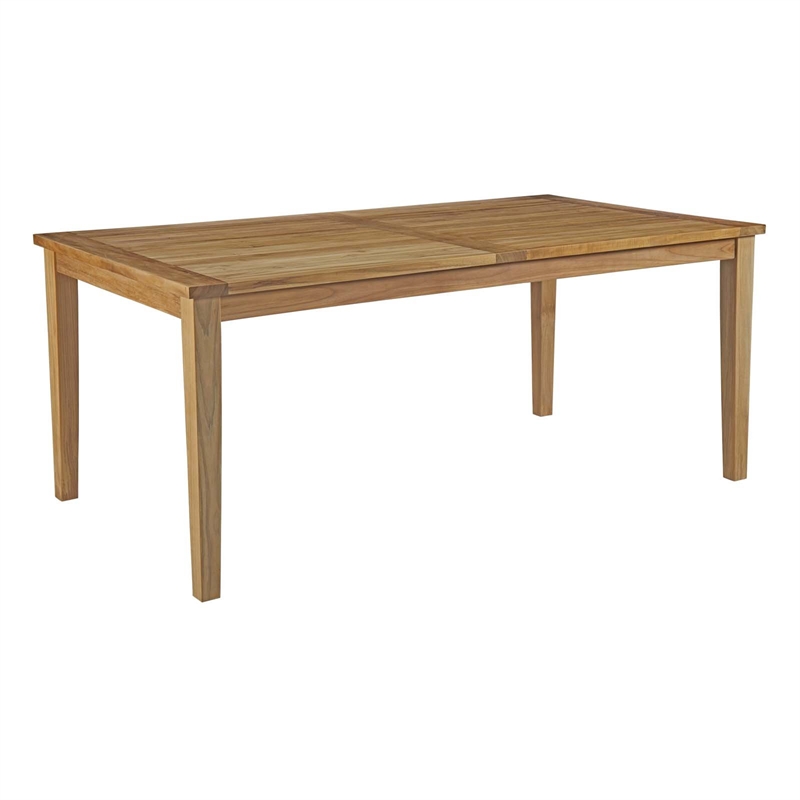 Modway Marina Outdoor Patio Solid Teak Wood Dining Table in Natural