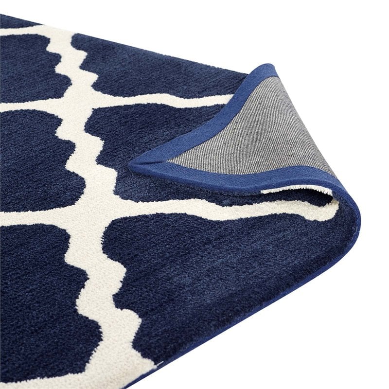 Modway Marja Moroccan Trellis 5' x 8' Area Rug in Navy and Ivory