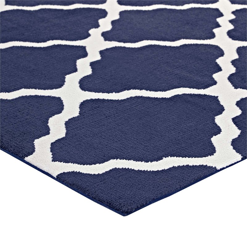 Modway Marja Moroccan Trellis 5' x 8' Area Rug in Navy and Ivory