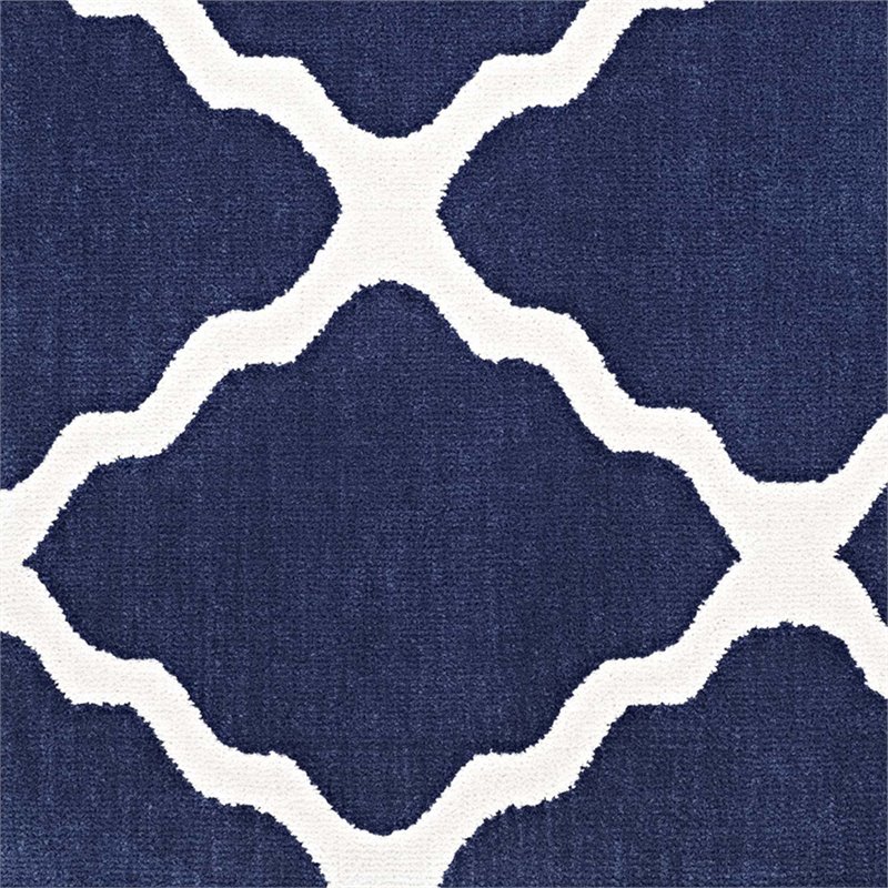 Modway Marja Moroccan Trellis 5' x 8' Area Rug in Navy and Ivory