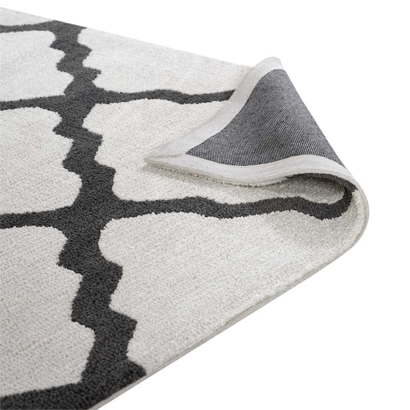 Modway Marja Moroccan Trellis 8' x 10' Area Rug in Ivory and Charcoal