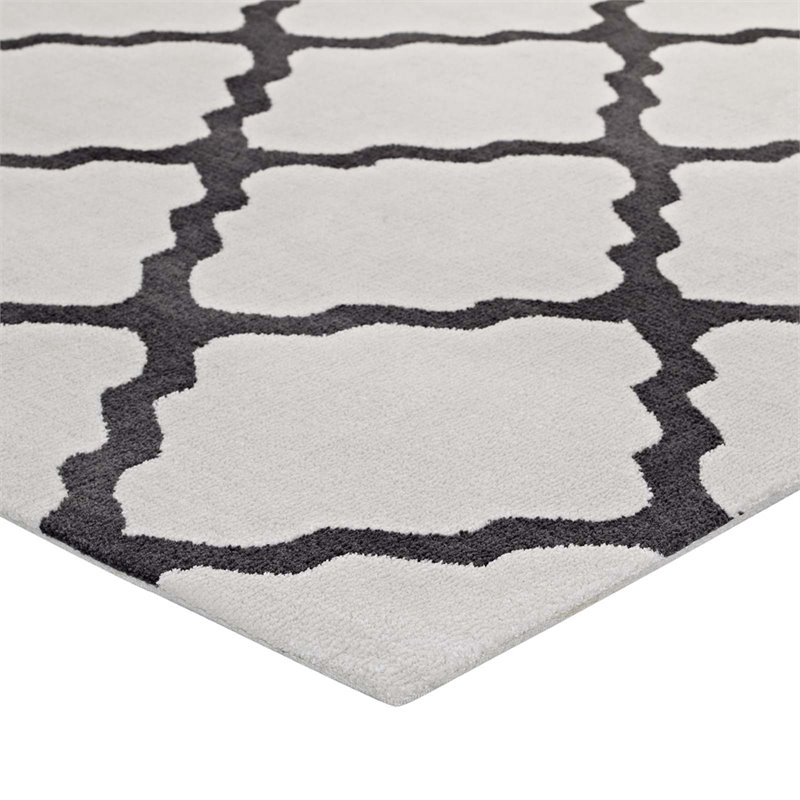 Modway Marja Moroccan Trellis 8' x 10' Area Rug in Ivory and Charcoal