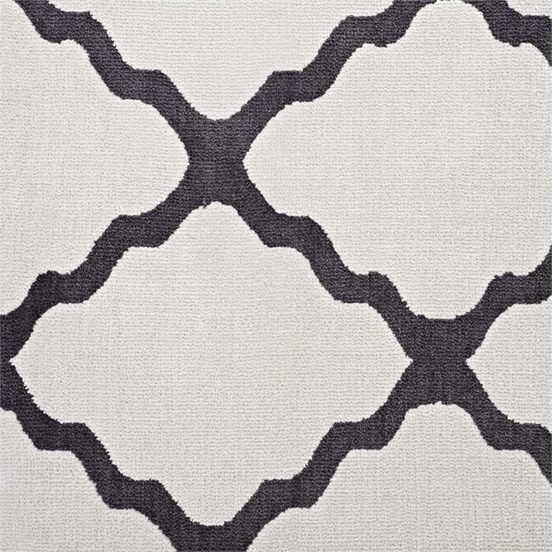 Modway Marja Moroccan Trellis 8' x 10' Area Rug in Ivory and Charcoal