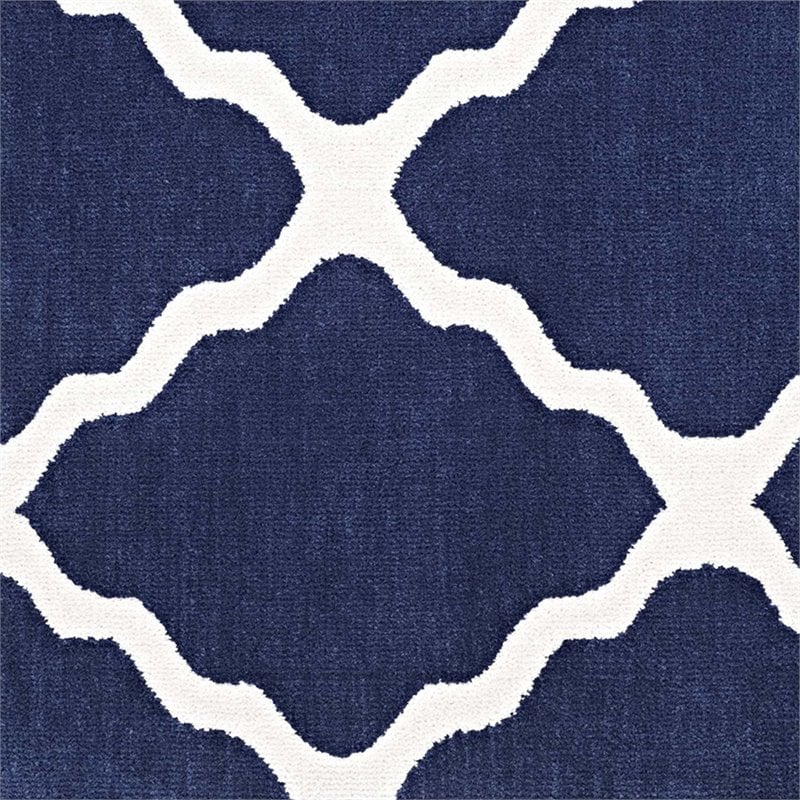 Modway Marja Moroccan Trellis 8' x 10' Area Rug in Navy and Ivory