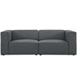 Modway Mingle 2-Piece Fabric Upholstered Loveseat in Gray Finish