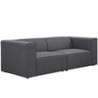 Modway Mingle 2-Piece Fabric Upholstered Loveseat in Gray Finish