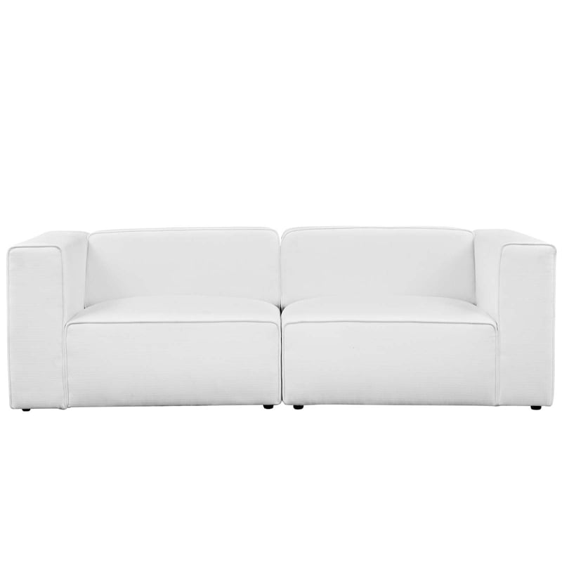Modway Mingle 2-Piece Fabric Upholstered Loveseat in White Finish