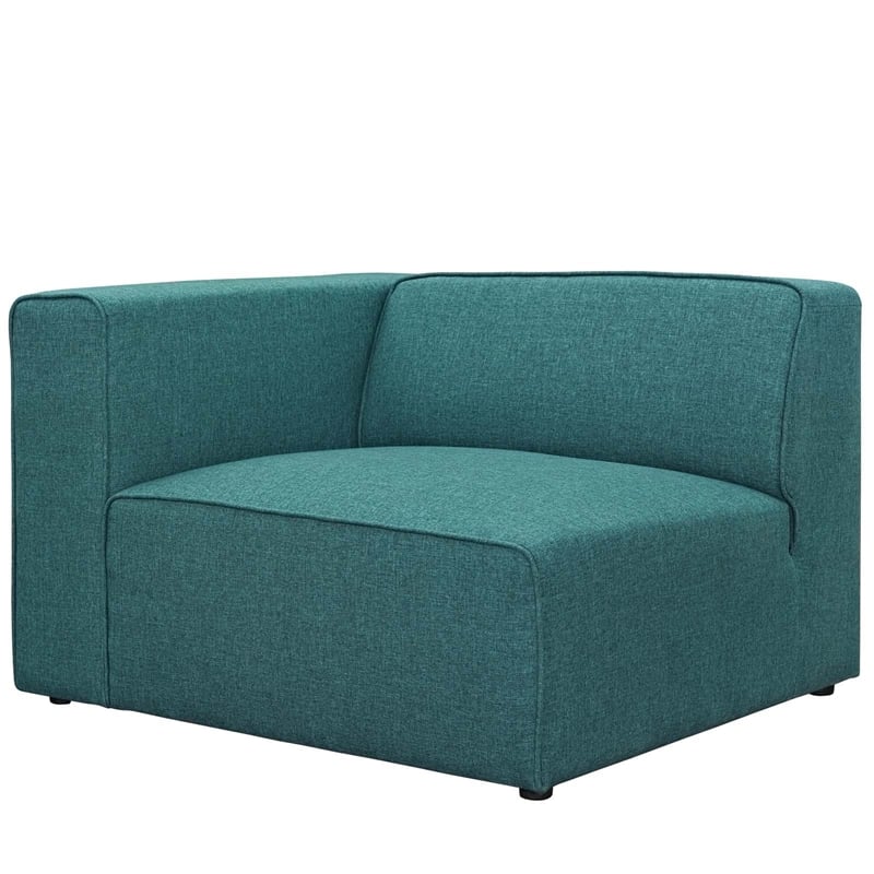 Modway Mingle Modern Style Polyester Fabric Left-Facing Sofa Chair in Teal Blue