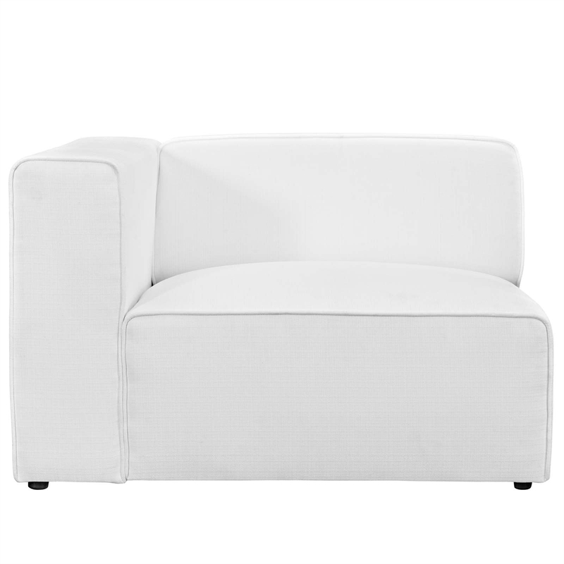 modway mingle modern style polyester fabric left-facing sofa chair in white
