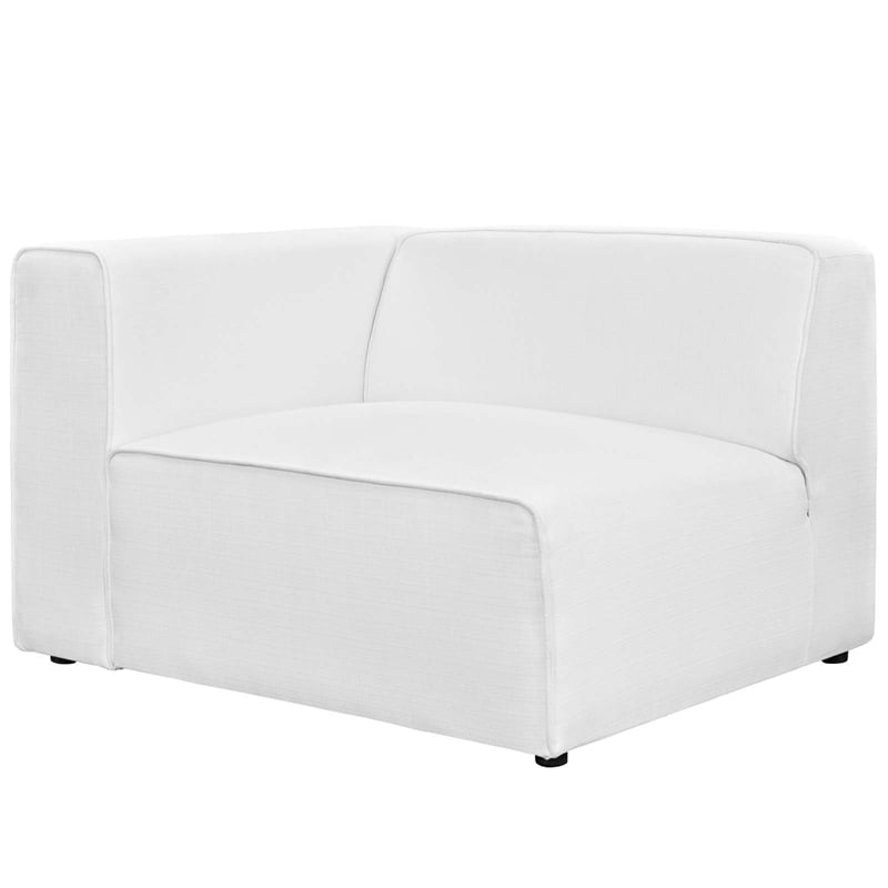modway mingle modern style polyester fabric left-facing sofa chair in white