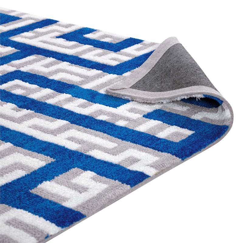 Modway Nahia Geometric Maze 5' x 8' Area Rug in Ivory and Blue