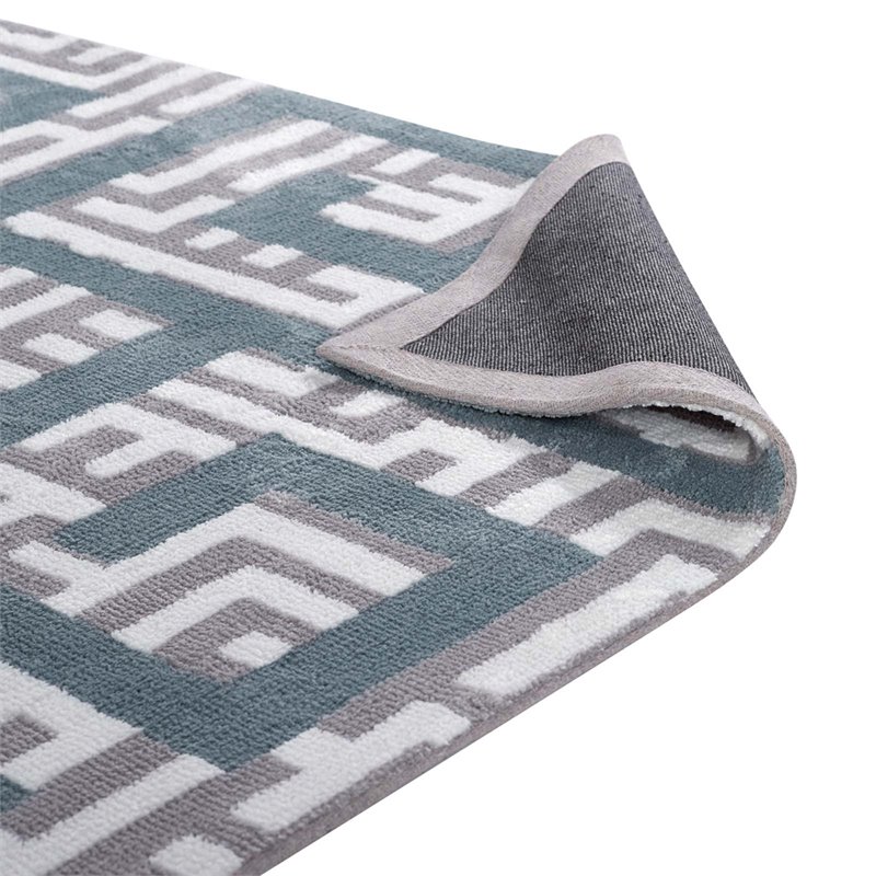 Modway Nahia Geometric Maze 8' x 10' Area Rug in Gray and Blue