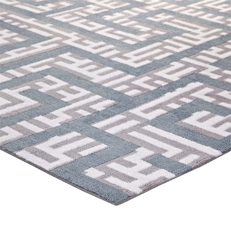 Modway Nahia Geometric Maze 8' x 10' Area Rug in Gray and Blue