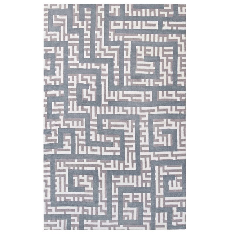 Modway Nahia Geometric Maze 8' x 10' Area Rug in Gray and Blue